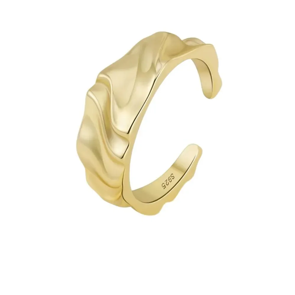 ENA 925 14k over Sterling Silver Adjustable Wavy Hammered Ring